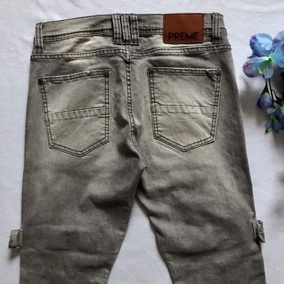 Preme NWOT Grey Wash Distressed Skinny Jeans Men 32 - Picture 8 of 12